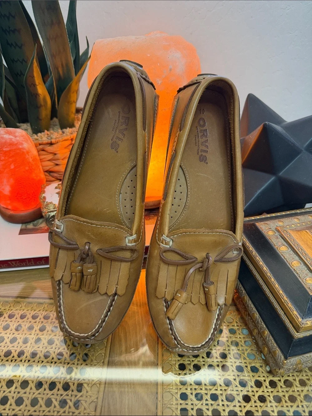 Vintage Orvis Leather Tassel Loafers Brown Kiltie Moccasins Size 10